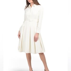 English Factory pleated collard midi dress Cream XS